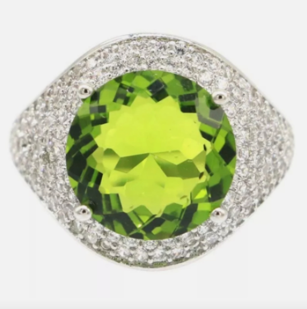 New Peridot Cz Sterling Silver  Ring